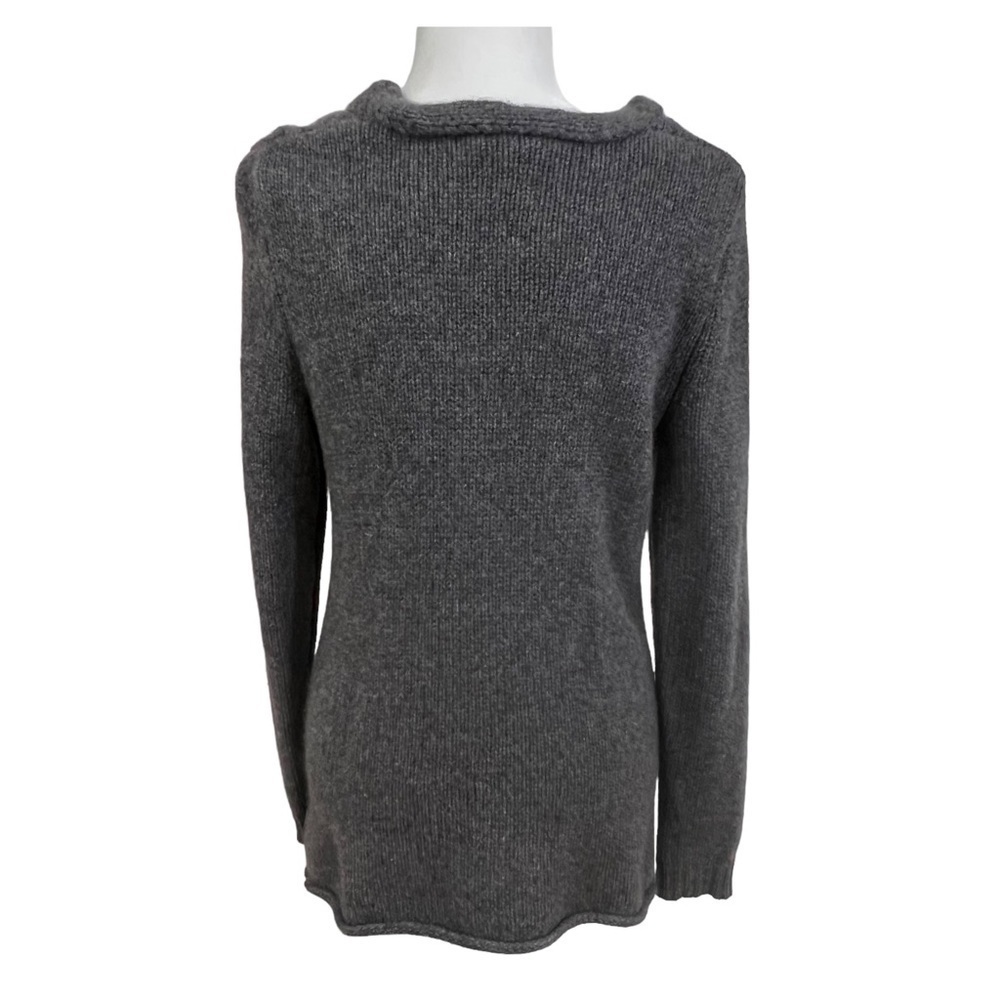Bloomingdales C Cashmere V Neck Gray Braided Sweater Medium - Picture 4 of 9
